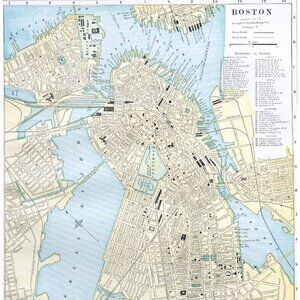 1895 Boston Massachusetts City Map Victorian Antique Geography History DWYY10A